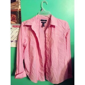 Ralph Lauren Pink and White striped button down